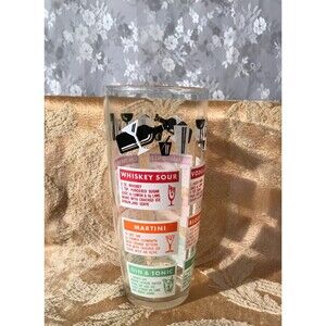 Vintage 50s Martini Shaker 1950s Glass MCM Recipes Home Bar Cart Decor Gift